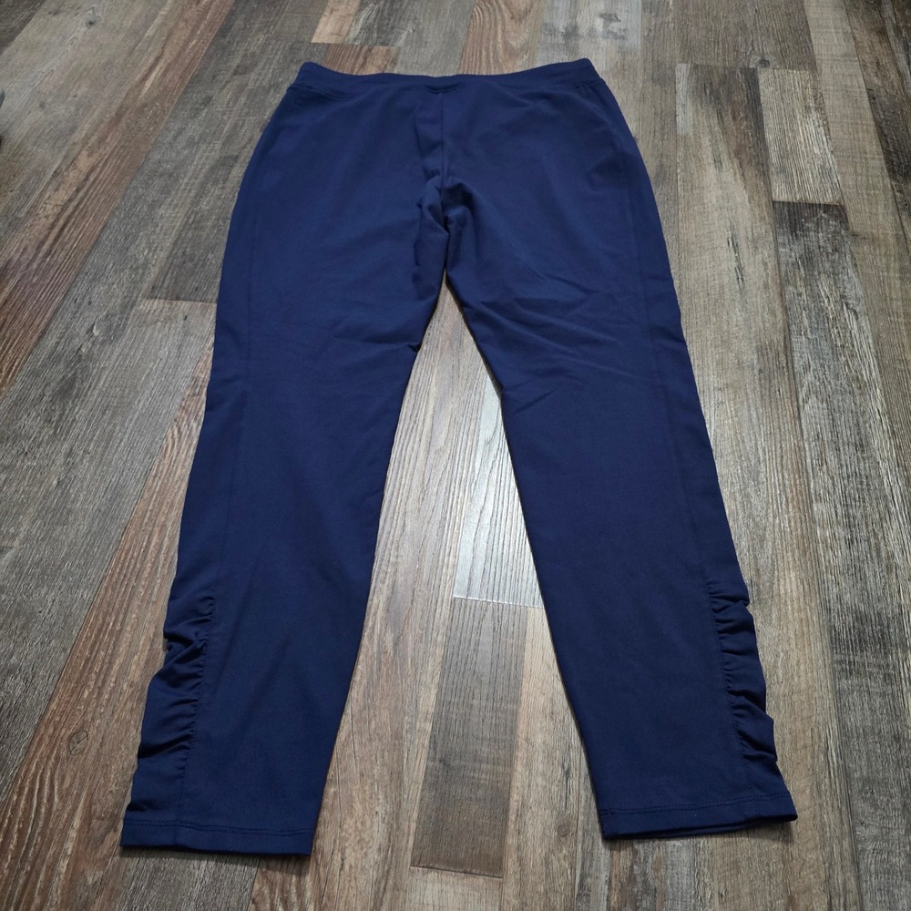 Zenergy by Chico's Ruched Ankle Activewear Pants Womens SZ 1 Navy Blue Stretch
